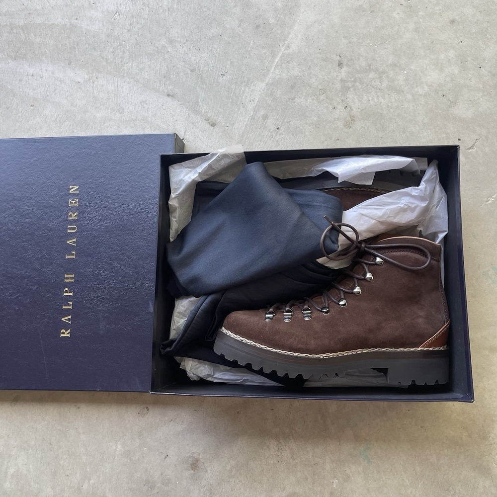 New‎ in Box Purple Label Ralph Lauren Darrow Lug Brown Calf Suede Boots 9D $1895